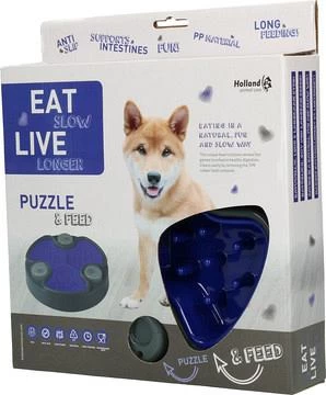 Eat Slow Live Longer Voerbak Puzzle And Feed Blue 2 Eat Slow Live Longer Voerbak Puzzle And Feed Blue - Afbeelding 2
